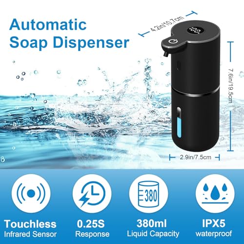2 Pack Automatic Foaming Soap Dispenser Touchless (2 Pack- Black / Foam)
