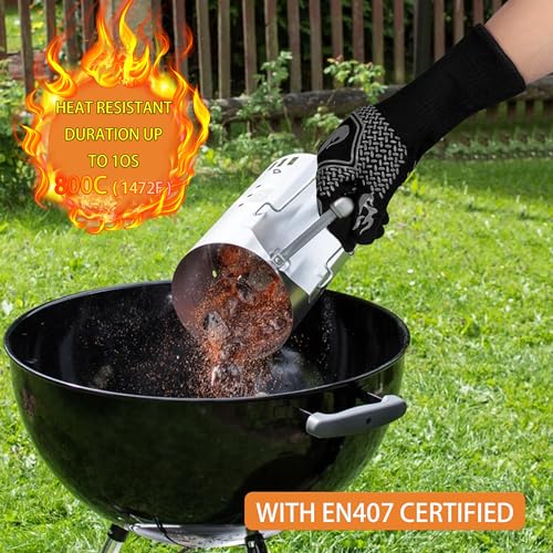 BBQ Gloves 1472F Heat Resistant Non (Gray)