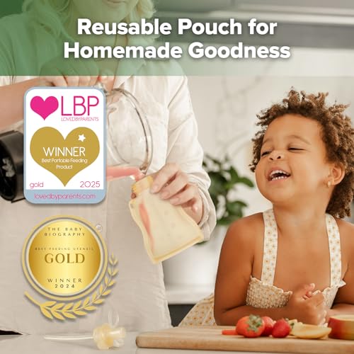 Refillable Silicone Baby Food Pouch (Yellow / 4-Pack)