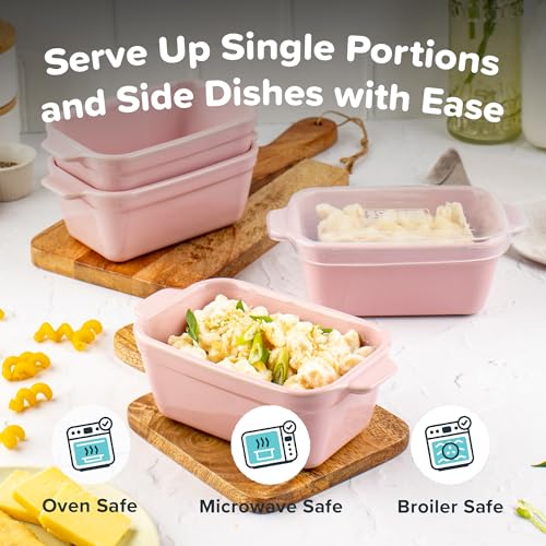 5"x3" Ceramic Baking Dishes with Lids (Cotton Candy / 5"x3" - MADE IN USA)