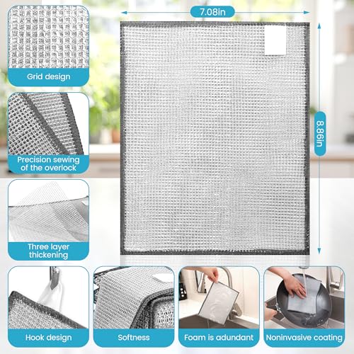 Non Scratch Wire Dishcloth (12pcs[three-laye] / 7.08x8.86-12Pack)