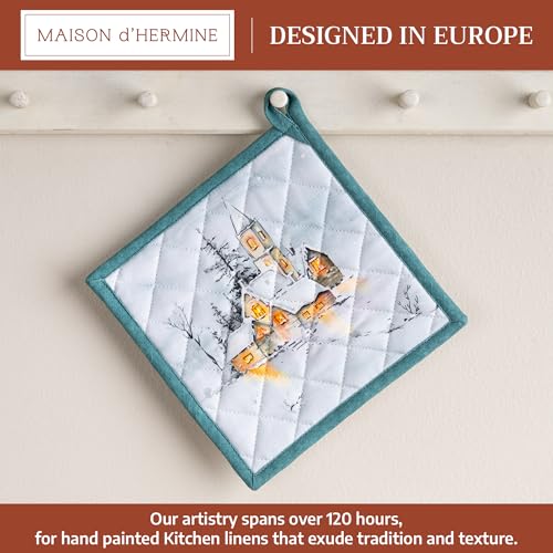 Pot Holders 100% Cotton Potholders (126 - Neige De Noel / 8" x 8" (Pot Holder Pack of 1))
