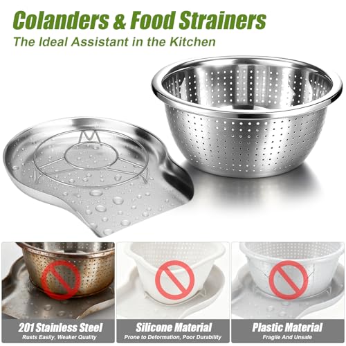 Stainless Steel Colander Set with Self (3 Sizes Stainless Steel Colander Set with Self-Draining Base Plate)