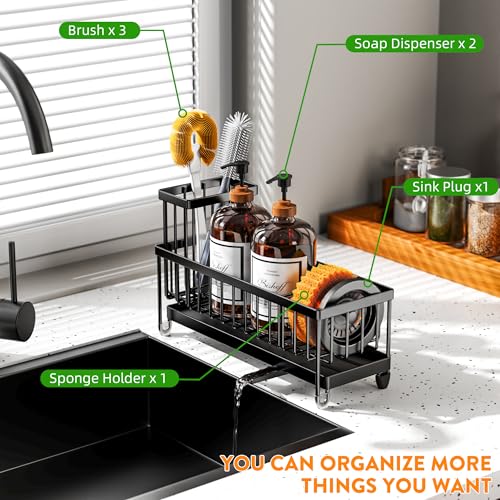 Sponge Holder for Kitchen Sink (Black - 10.62″)