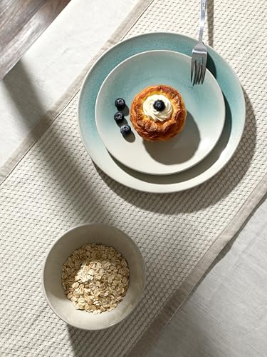 Ceramic Plates and Bowls Sets (Aqua Green / Service for 8)