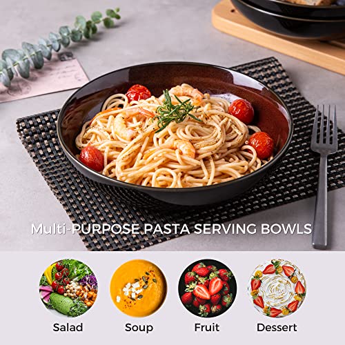 9.0" Ceramic Pasta Bowls Set of 6 (Set of 6 / Red)