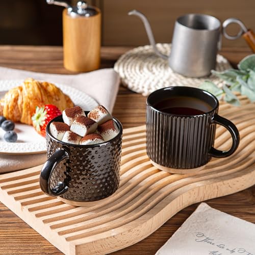 6 OZ Stackable Coffee Mugs Set of 4 (Black / 6 Ounces)