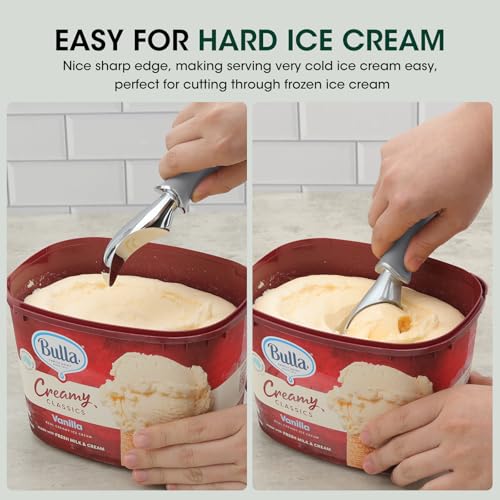 Premium Heavy Duty Ice Cream Scoop with Ergonomic Grip Handle (Gray)