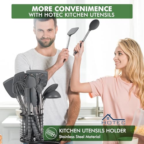 Silicone Kitchen Cooking Utensils Set (Gray)