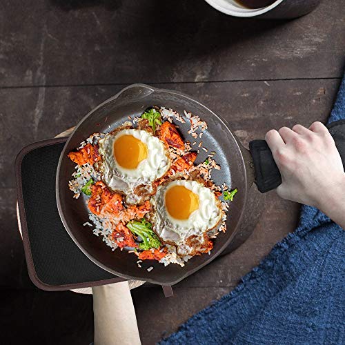 2Pcs Cotton and Neoprene Oven Pads Pot Holders with Pocket 8"x8.5" Dual (Brown)
