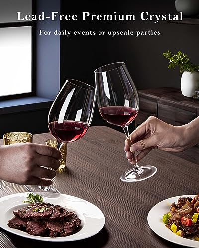 Hand Blown Italian Style Crystal White or Red Wine Glasses (4 Count)
