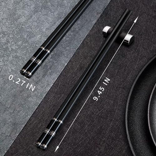 Chopsticks Reusable 5 Pairs Fiberglass Chopsticks Dishwasher Safe Square Lightweight Non (silvery)