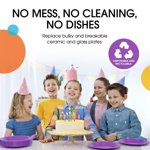 Exquisite Party Solids Sturdy Purple Plastic Plates 9" Party Plates 100 Pcs (9 inch / Purple)