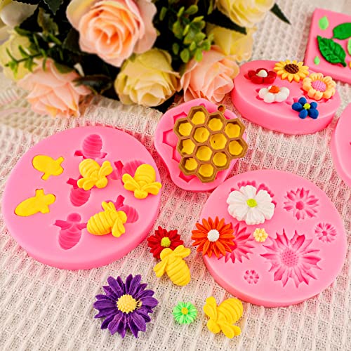 Silicone Mold Flower 8pcs Chocolate Fondant Polymer Clay Candy Gummy Mold (Flower)