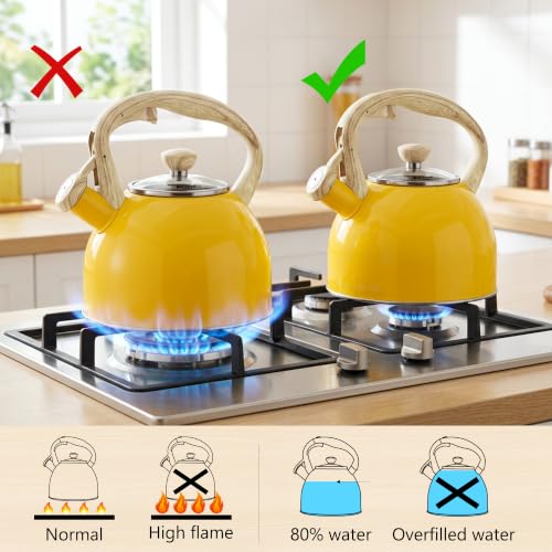 Whistling Tea Kettle for Stove Top (Yellow)