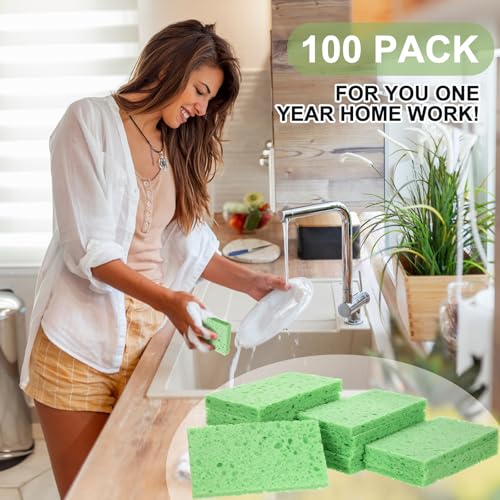 100 Pcs Sponges Bulk Sponges Kitchen Compressed Sponge (100 Count)
