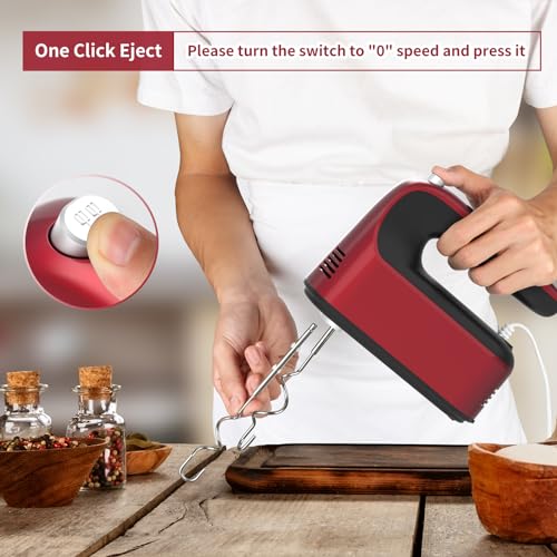 9 Speed Digital Hand Mixer Electric (Red)