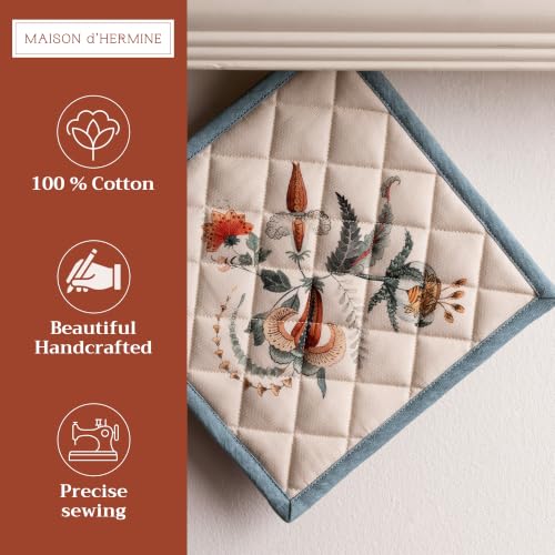 Pot Holders 100% Cotton Potholders (060 - Dalida / 8" x 8" (Pot Holder Pack of 2))