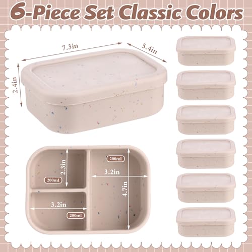 6 Pcs Silicone Bento Box (Beige)