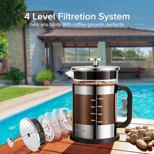 French Press Coffee Maker 51oz (New Style Sliver / 51oz)