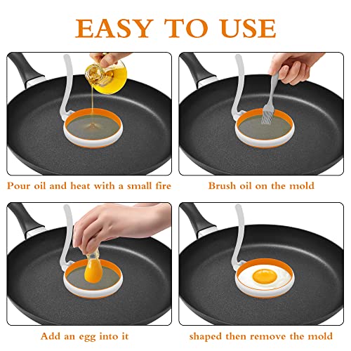 White Food Grade Silicone Egg Rings (2Pcs Round+2Pcs Square / White)