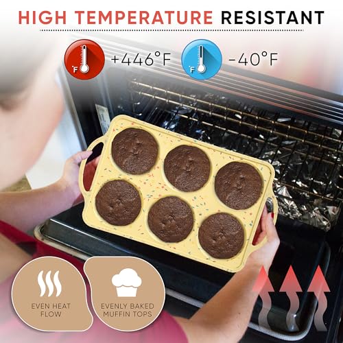 Jumbo Top Silicone Muffin Pans for Baking (Confetti / Top Jumbo (6 Cups))