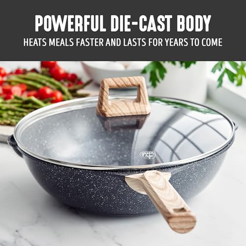 Nonstick 12” 5QT (12" Deep Skillet with Lid / Granite Black)