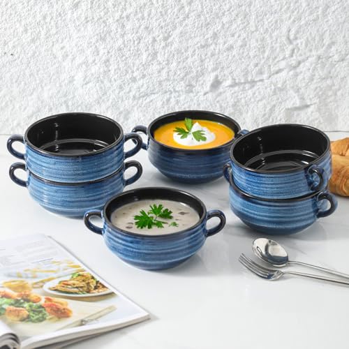 Ceramic Soup Bowls (Blue / 20oz - 6pcs)