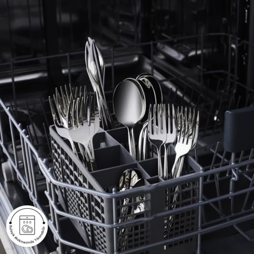 Lizbon - 18/10 Stainless Steel Silverware Set for 12, 60 Piece Heavy Duty Flatware Set, Dishwasher Safe Modern Cutlery incl. Kitchen Forks, Spoons, Knives Eating Utensils Sets - Platin (Lizbon 60-Piece / 60-Piece)