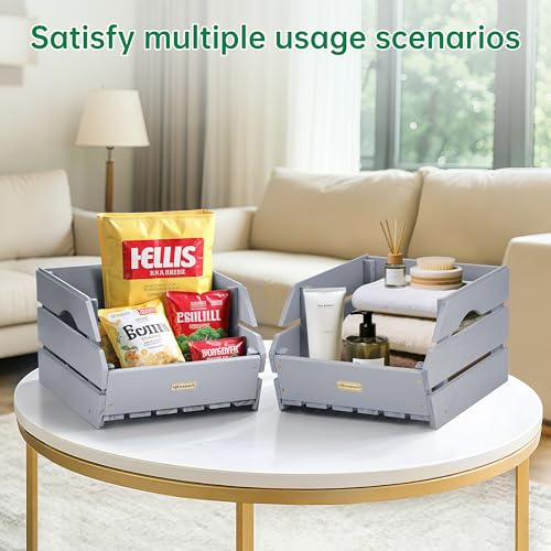 Wood Potato Onion Storage Bins (Dusty Grey)