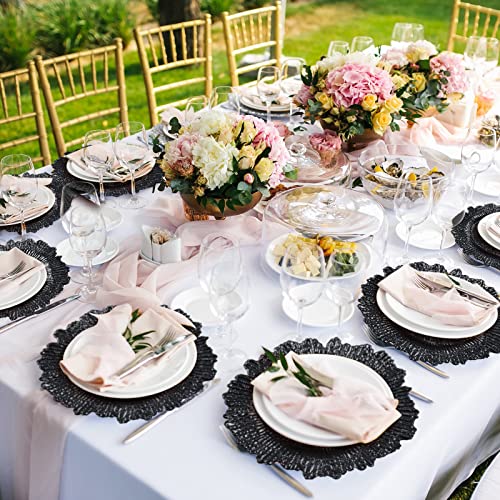 100 Pcs Black Charger Plates 13" Round Plastic Texture Wedding (Classic Style / Black)