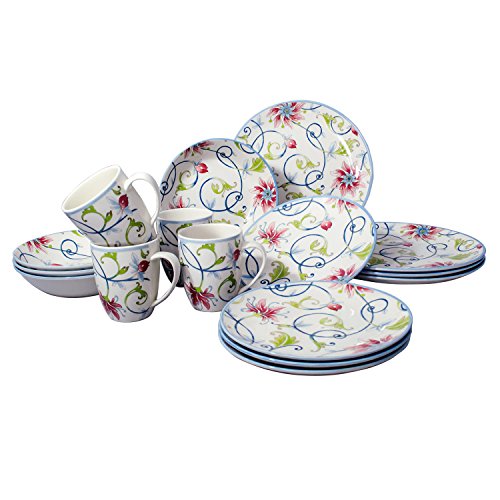 16 Piece Porcelain Dinnerware Set for 4 (16 / Botanical)