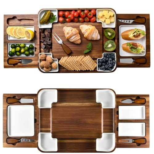 Upgraded Acacia Cheese Board Set (Expandable without Engraving)