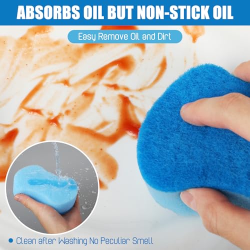 120 Pcs Individually Wrapped Sponges Kitchen Bulk Non Scratch Scouring Sponges for Dishes Household Cleaning Travel Apartments Hotel Car (Blue)