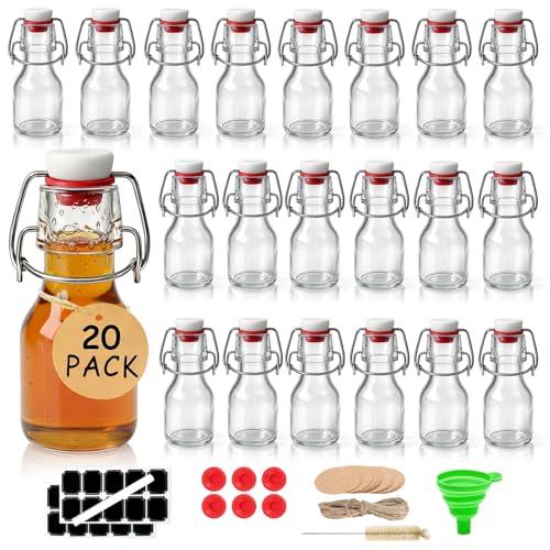 20pack 2oz Swing Top Glass Bottles with Airtight Lids for Vanilla (2 oz 20 pack)