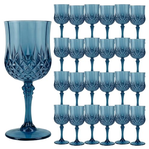 24Pack Plastic Wine Glasses (Navy Blue)