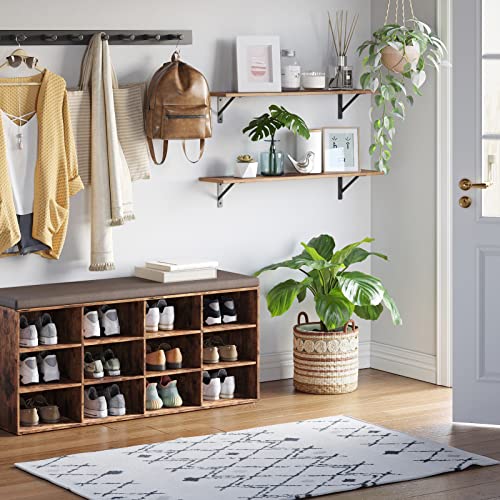 Long Wall Shelves (Rustic Brown / 39.4 Inch)