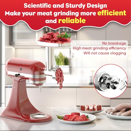 Meat Grinder for KitchenAid Mixer (Silver)