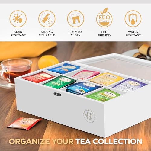 Tea Bag Organizer with Drawer (White)