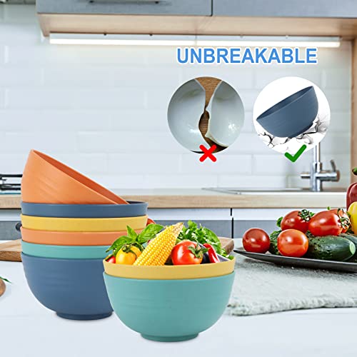 Wheat Straw Bowl Sets (26 oz / Navy blue,Green,Yellow,Orange)