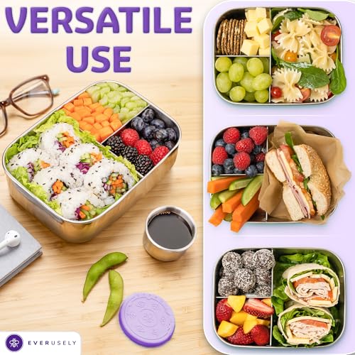 Stainless Steel Bento Box + Condiment Container (Lavender / 37oz / 1100ml)