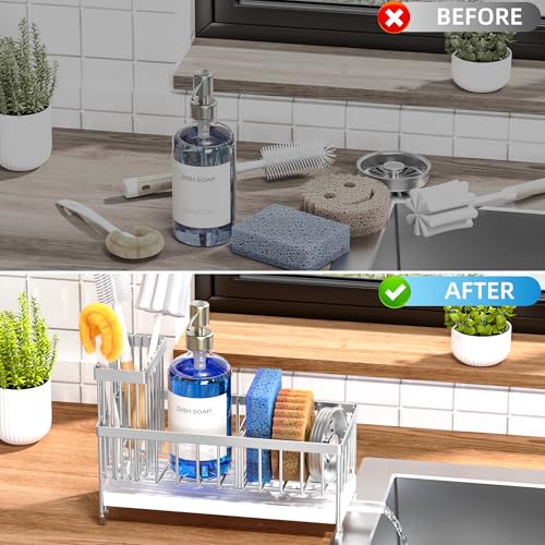 Sponge Holder for Kitchen Sink (Silver - 9.25″)