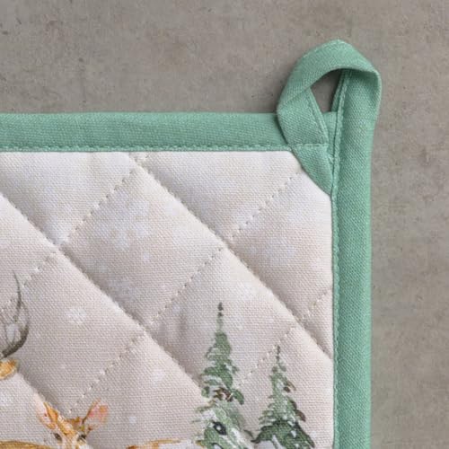 Pot Holders 100% Cotton Potholders (049 - Deer in the Woods / 8" x 8" (Pot Holder Pack of 2))