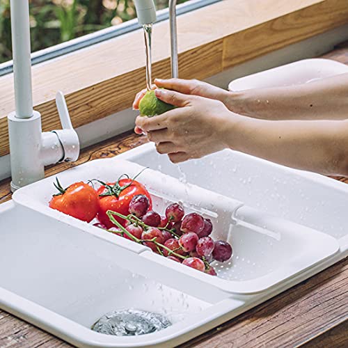 Collapsible Sink Colanders and Strainers Basket Over the Sink Colander Collapsible Colander Extendable Plastic Fruit Vegetable Strainer Drainer Basket for Kitchen