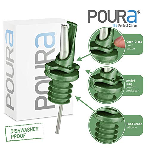 AIRTIGHT Olive Oil Pour Spout for Olive Oil Dispenser (2 green oil pourers + 2 adapters)