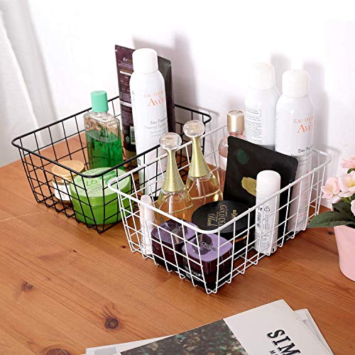 Kitchen Black Wire Baskets for organizing Farmhouse Decor Metal Food Storage Organizer (Black / 4 Pack Small)