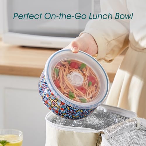 SIMI 36 oz Ceramic Bowls with Lids Set of 4 (4 Count)