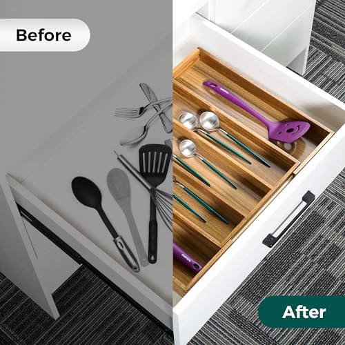 Acacia Kitchen Drawer Organizer Expandable (Acacia / Large)