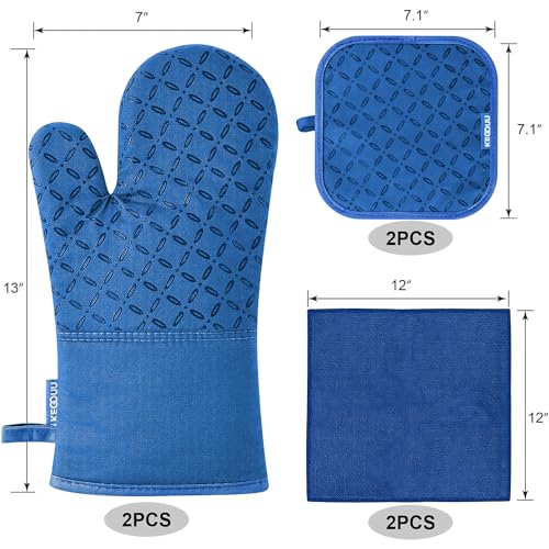 Oven Mitts and Pot Holders 6pcs Set (Royal Blue)