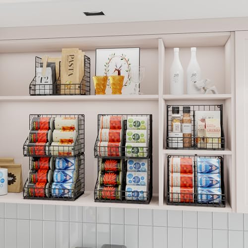 6 Pack Stackable Can Organizer for Pantry with Adjustable Dividers (S-(6 pack))